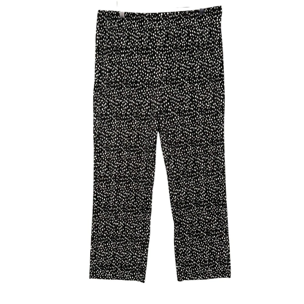 Chicos Travelers Pants 3 Womens 16 Black White Polka Dot Pleated Wide‎ High Rise